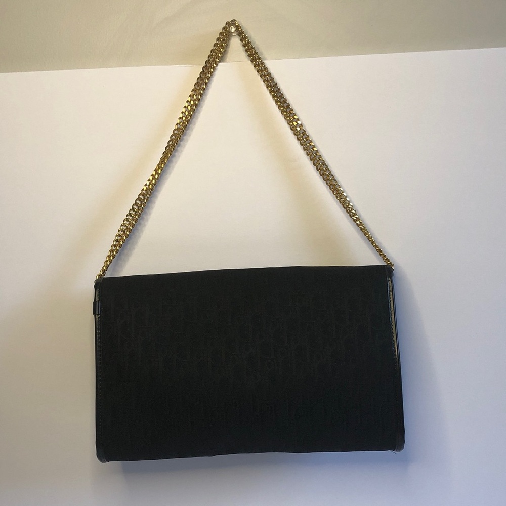 Pre Love Dior monogram Black Clutch with Gold Chain Strap - Picture 8 of 16